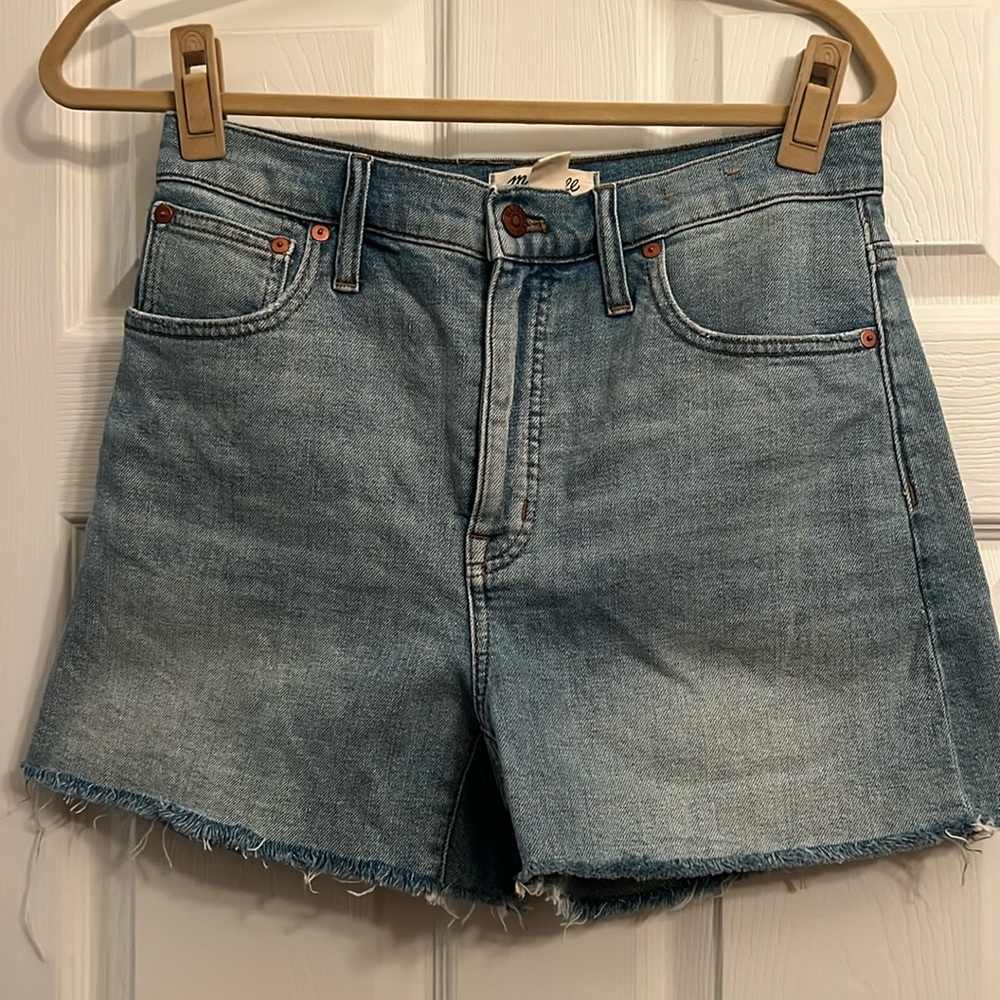 High- rise denim cutoff shorts